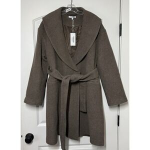 Reformation Womens‎ Large Kerri Wrapcoat Hedger Brown Wool Coat Belted NWT